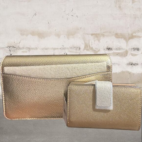 Michael Kors NWT Jet Set Travel Medium Metallic Crossbody Bag & Wallet - Picture 4 of 8